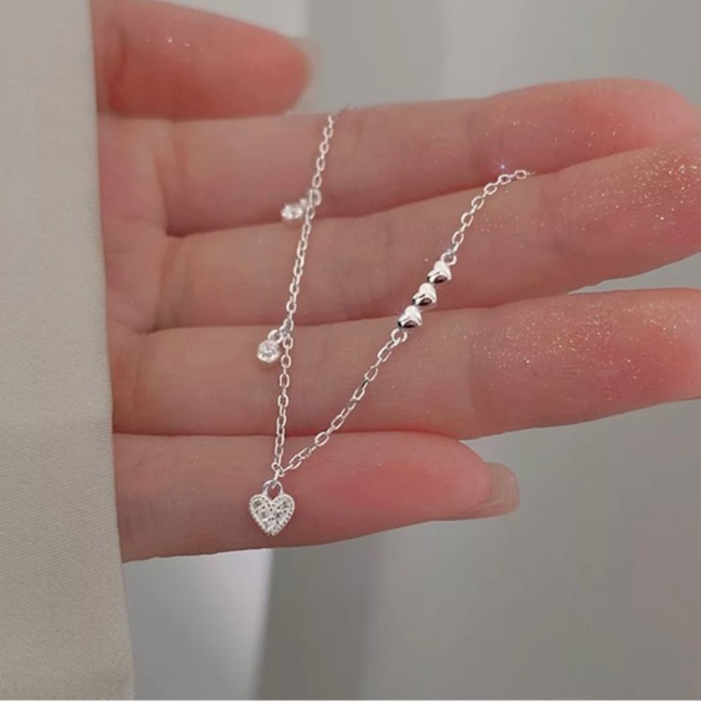 925 Sterling Silver Fashion Temperament Heart Bracelet Jewelry Women Wed… - Picture 3 of 5